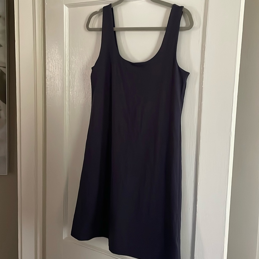 Navy tank dress with mesh shorts